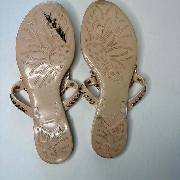 Jack Rogers Georgica Blush Pink Jelly Thong Sandals Size 9 Gold Leather MSRP $60 - Picture 4 of 8